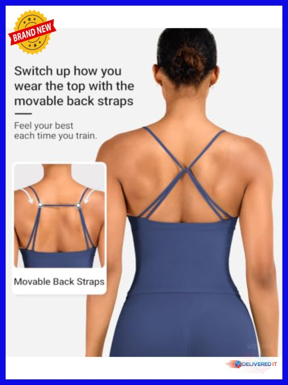 Twist Front Backless Deep V Padded Longline Workout Top | Seamless Movable - Picture 4 of 6